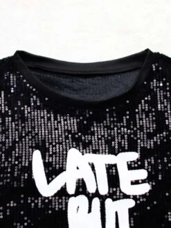 Sequin Loose Ruffle Short Sleeve Dress -BreezeWear Store P 20240426190518731 838