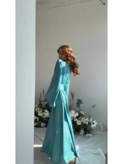 Tie-wrap Embellished Long Sleeves Maxi Dresses -BreezeWear Store P 20240429100007748 374