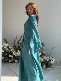 Tie-wrap Embellished Long Sleeves Maxi Dresses -BreezeWear Store P 20240429100008227 134