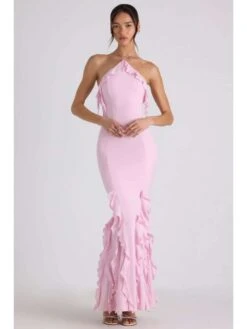 Halter Patchwork Mid-rise Sleeveless Maxi Dresses -BreezeWear Store P 20240429145504576 895