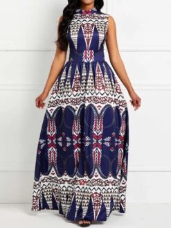 Printed Mid-rise Loose Sleeveless Dresses -BreezeWear Store P 20240507143510111 854