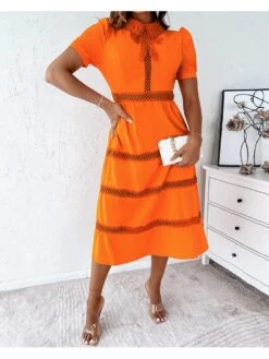 Crewneck Short Sleeve Fitted Short Sleeve Dress