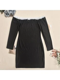 Bow Colorblock High Rise Long Sleeves Dress -BreezeWear Store P 20240509170006942 349