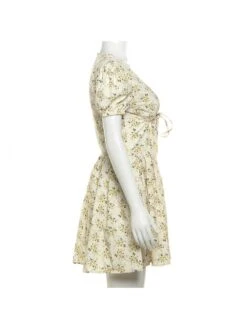 Flower Lace Up Mid-rise Short Sleeve Dress -BreezeWear Store P 20240513114515872 849