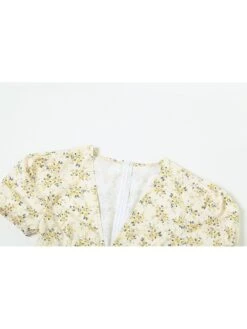 Flower Lace Up Mid-rise Short Sleeve Dress -BreezeWear Store P 20240513114517037 630