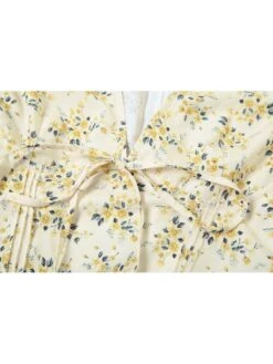 Flower Lace Up Mid-rise Short Sleeve Dress -BreezeWear Store P 20240513114517632 876