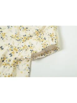 Flower Lace Up Mid-rise Short Sleeve Dress -BreezeWear Store P 20240513114518687 938