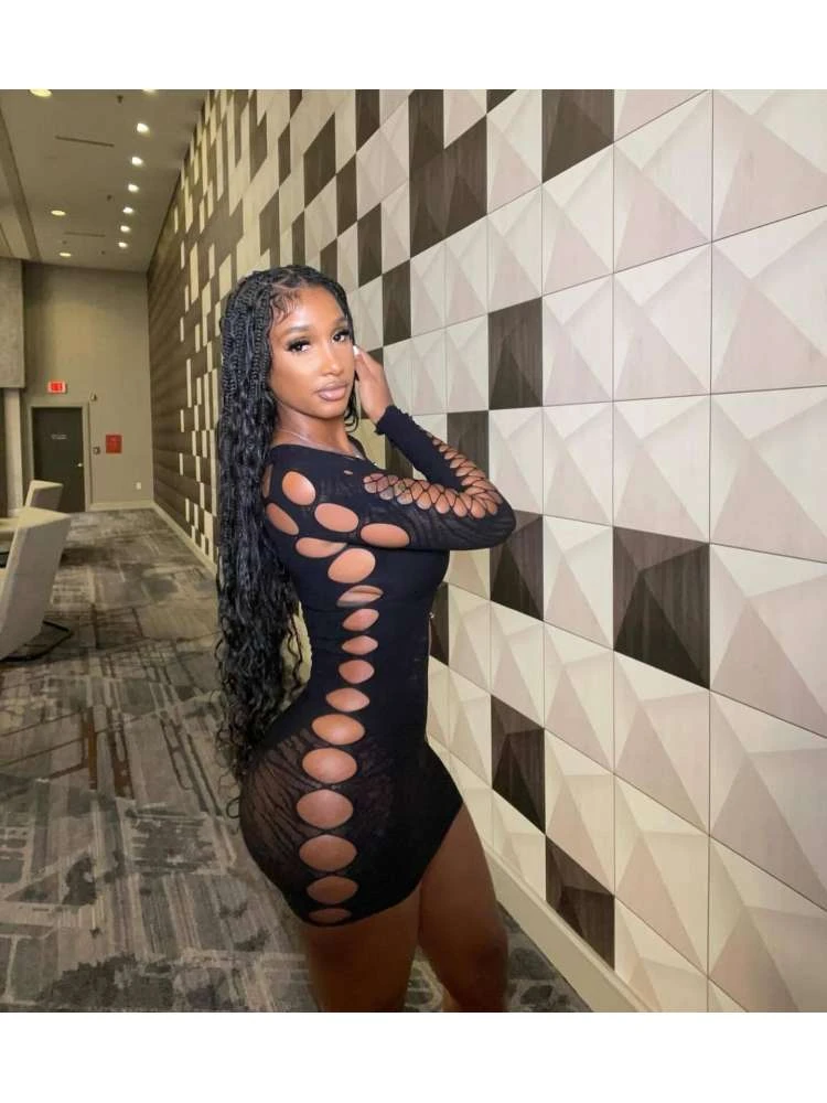 See Through High Rise Bodycon Long Sleeves Dress 4 See Through High Rise Bodycon Long Sleeves Dress - Image 2