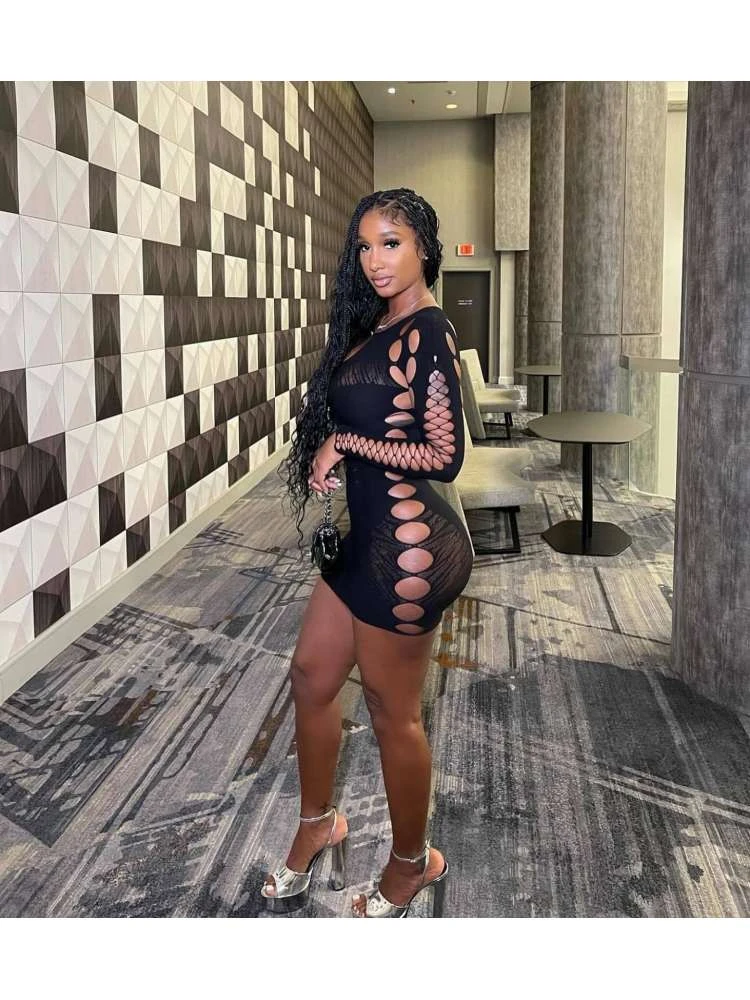 See Through High Rise Bodycon Long Sleeves Dress 5 See Through High Rise Bodycon Long Sleeves Dress - Image 3