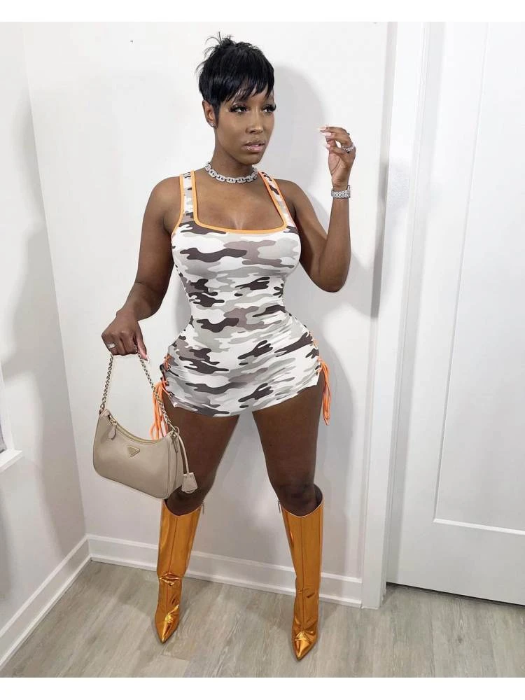 Camouflage Tie-wrap Sleeveless Dress 3 Camouflage Tie-wrap Sleeveless Dress