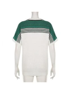 Colorblock Striped Single Breasted Short Sleeve Dress -BreezeWear Store P 20240522090010024 833