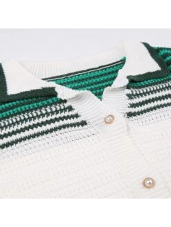 Colorblock Striped Single Breasted Short Sleeve Dress -BreezeWear Store P 20240522090011123 885