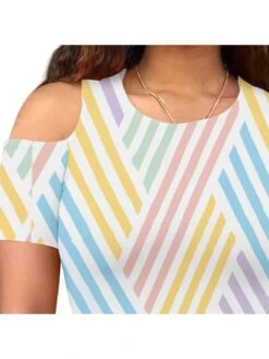 Colorblock Striped Fitted Mini Dress -BreezeWear Store P 20240525154503860 138