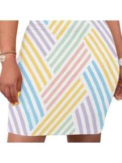 Colorblock Striped Fitted Mini Dress -BreezeWear Store P 20240525154504689 198