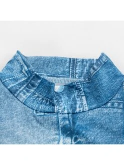 Imitation Denim Printed Backless Midi Dress -BreezeWear Store P 20240527115021860 172