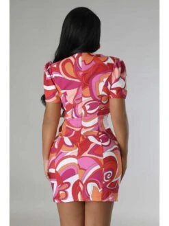 Colorblock Buckle V Neck Mini Dress -BreezeWear Store P 20240528153012367 976