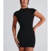 Solid Backless Short Sleeve Mini Dress