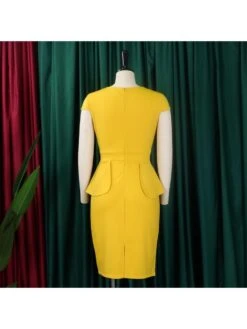 Bow Patchwork V Neck Short Sleeve Midi Dress -BreezeWear Store P 20240603095038184 178