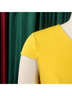 Bow Patchwork V Neck Short Sleeve Midi Dress -BreezeWear Store P 20240603095040123 841