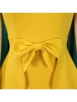 Bow Patchwork V Neck Short Sleeve Midi Dress -BreezeWear Store P 20240603095040974 850