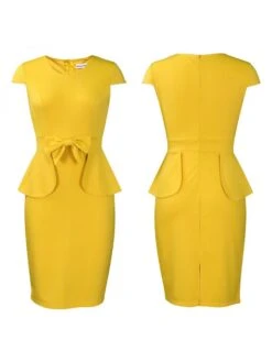 Bow Patchwork V Neck Short Sleeve Midi Dress -BreezeWear Store P 20240603095041740 686