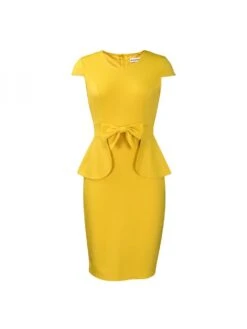 Bow Patchwork V Neck Short Sleeve Midi Dress -BreezeWear Store P 20240603095042261 413