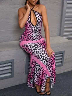 Colorblock Leopard Backless Maxi Dress -BreezeWear Store P 20240603112020801 565