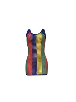 Grid Colorblock Striped Sleeveless Dress -BreezeWear Store P 20240607151211255 348
