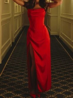 Patchwork Split Hem Spaghetti Straps Maxi Dresses -BreezeWear Store P 20240608100409991 712