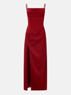 Patchwork Split Hem Spaghetti Straps Maxi Dresses -BreezeWear Store P 20240608100412492 714