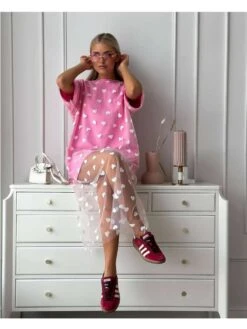 Heart High Rise Fitted Short Sleeve Dress -BreezeWear Store P 20240608163207692 293