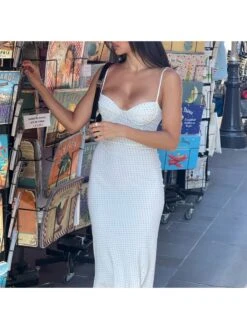 Polka Dots Patchwork Spaghetti Straps Midi Dresses -BreezeWear Store P 20240613172036409 842