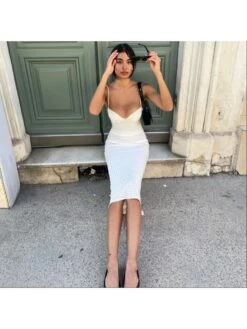 Polka Dots Patchwork Spaghetti Straps Midi Dresses -BreezeWear Store P 20240613172036979 675