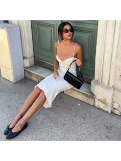 Polka Dots Patchwork Spaghetti Straps Midi Dresses -BreezeWear Store P 20240613172037563 600