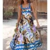Wave Ripple Flower Sleeveless Maxi Dresses -BreezeWear Store P 20240614150412360 973