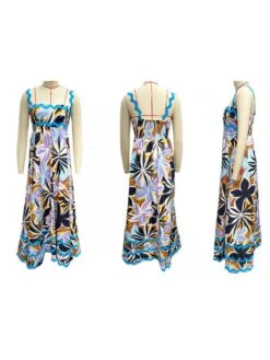 Wave Ripple Flower Sleeveless Maxi Dresses -BreezeWear Store P 20240614150415594 372
