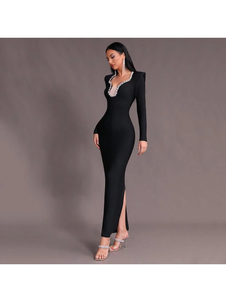 Embellished Slim Long Sleeves Maxi Dresses 4 Embellished Slim Long Sleeves Maxi Dresses - Image 2