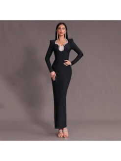 Embellished Slim Long Sleeves Maxi Dresses 11 Embellished Slim Long Sleeves Maxi Dresses -BreezeWear Store P 20240614172009199 651