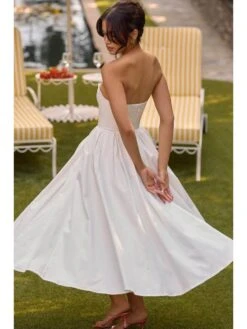 Solid Color Strapless A-line Dresses -BreezeWear Store P 20240614173614212 273