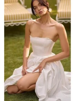 Solid Color Strapless A-line Dresses -BreezeWear Store P 20240614173614824 583