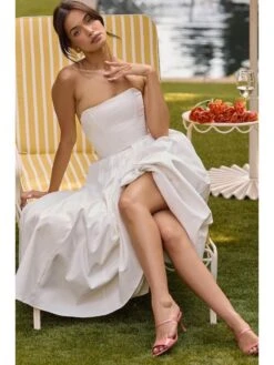 Solid Color Strapless A-line Dresses -BreezeWear Store P 20240614173615478 554