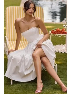 Solid Color Strapless A-line Dresses -BreezeWear Store P 20240614173616115 866