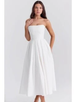 Solid Color Strapless A-line Dresses -BreezeWear Store P 20240614173616646 772