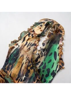 Ribbons Leopard Halter Backless Mini Dress -BreezeWear Store P 20240614180429992 749