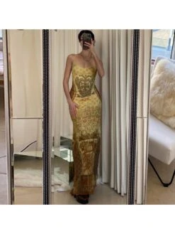 Spaghetti Straps Sleeveless Knitting Maxi Dresses