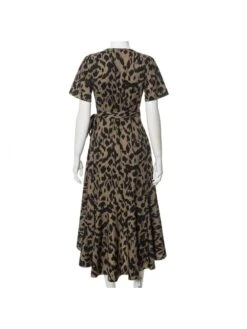 Leopard Irregular V Neck Short Sleeve Dress -BreezeWear Store P 20240617113614174 957