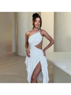 Irregular Patchwork One-shoulder Sleeveless Dresses -BreezeWear Store P 20240617134010489 471