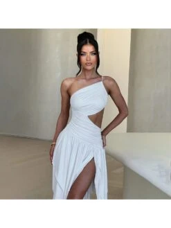 Irregular Patchwork One-shoulder Sleeveless Dresses -BreezeWear Store P 20240617134011149 746