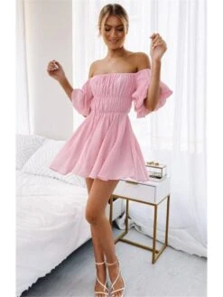 Patchwork Puff Sleeve A-line Dress -BreezeWear Store P 20240618154007317 569