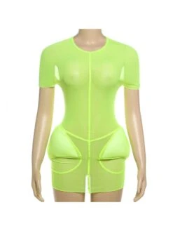 See Through Fitted Short Sleeve Mini Dress -BreezeWear Store P 20240619180413597 133